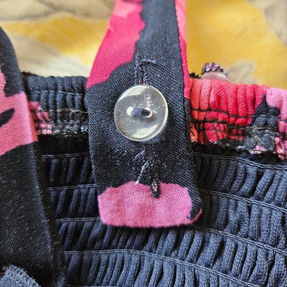 Band Of Gypsies Woman SZ L Maxi Dress Floral Layered Hem Ruffle Smocked Peasant - Picture 6 of 11